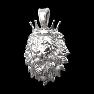 High-Gloss Sterling Silver Calm Lion King Pendant For Thick Chains, Leo Pendant, Crown Wearing Lion Pendant, Gift For Him, Lion Men Jewelry