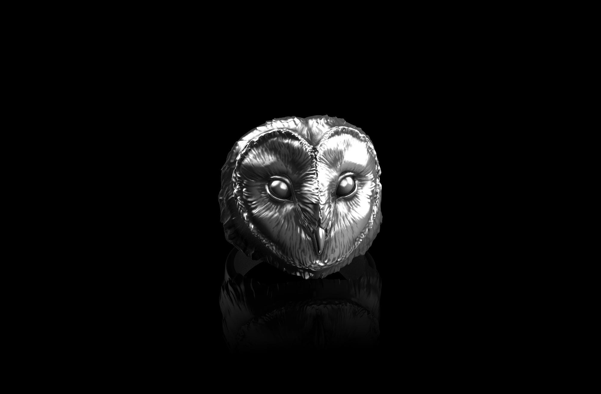 Sterling Silver Barn Owl Ring, Owl Ring, Owl Jewelry, Owl Face Ring, Owl Totem, Owl Lover Gift, Gift