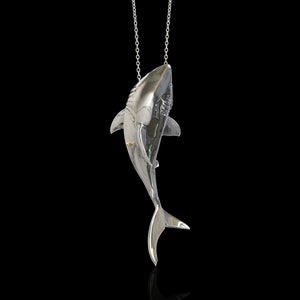 Sterling Silver Shark Pendant Necklace, Ocean Necklace, Scuba Diver Jewelry, Sea life Jewlery, Great White Shark, Beach Items, Pendant Only