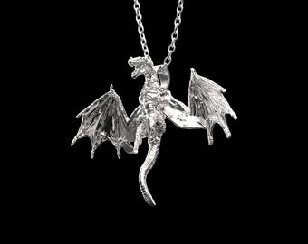 Sterlingzilveren vuurspuwende draakhanger, Flying Dragon Charms mannenketting, Viking Dragon-sieraden, cadeau voor hem haar, alleen hanger