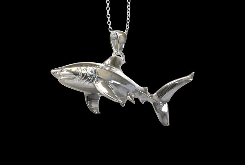 Sterling Silver Shark Pendant Necklace, Ocean Necklace, Scuba Diver ...