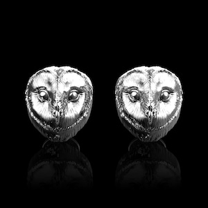 Sterling Silver Barn Owl Cufflinks, Animal Cufflinks, Cufflinks for Men, Suit Accessories, Groom Wedding Cufflinks, Animal Lover Gift