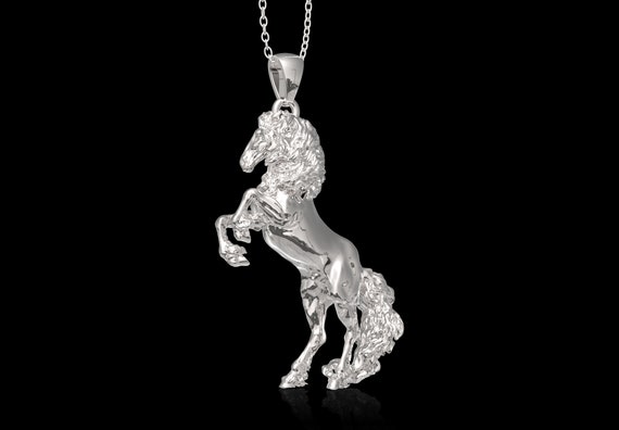 High Gloss Silver Friesian Horse Pendant, Equestrian Lifestyle