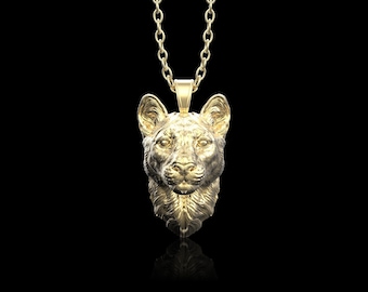 Ciondolo in bronzo con testa di puma, collana con leone di montagna, collana con puma, ciondolo con grande felino selvatico, gioielli con animali selvatici, solo ciondolo