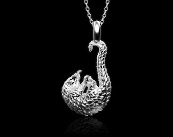Sterling Silver Pangolin Charm Solid Pendant, Forest Guardian Handmade Jewelry, Silver Animal Necklace, Anniversary Gift, Pendant Only