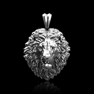Sterling Silver Calm Lion Pendant Necklace, Zodiac Lion Jewelry, Dainty Wild Animal Necklace, Men Jewelry, Anniversary Gift, Gift For Him