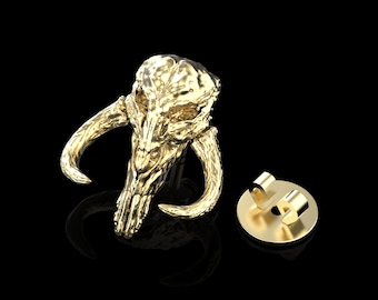 Pines de solapa de bronce de mitosaurio mandaloriano de Star Wars, broche para traje, joyería de mitosaurio, accesorios para traje, broche de calavera mandaloriana