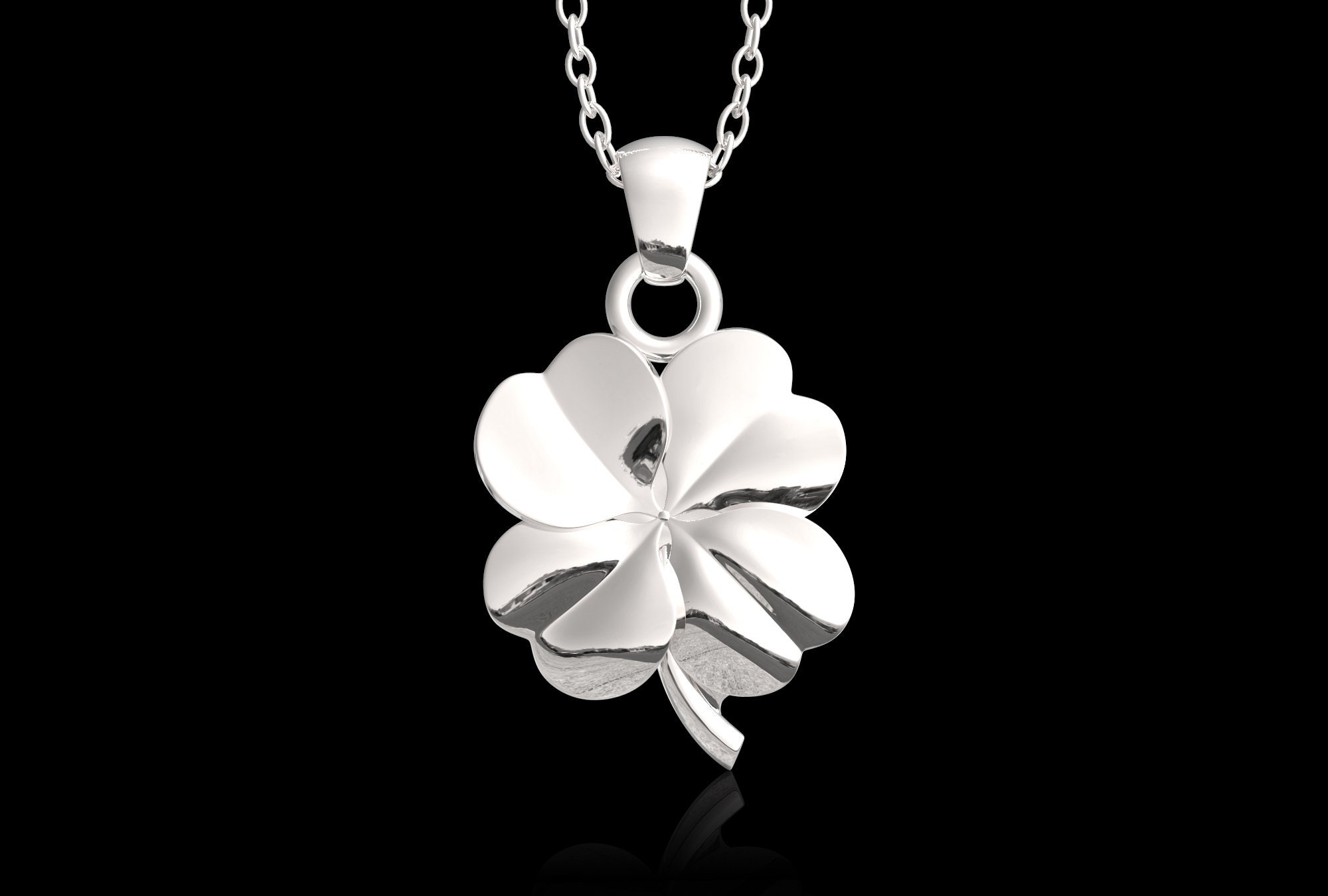[LLOYD] 韓国☆Silver☆Lucky clover necklace Sterling Silver Clover Four Leaf Pendant, Clover Lucky
