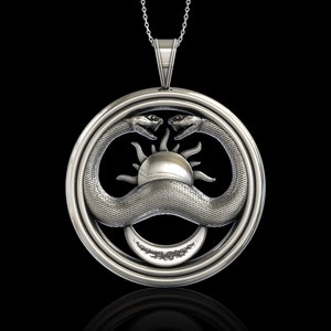 Sterling Silver Thulsa Doom Snake Necklace Pendant, Conan the Barbarian Arnold Cosplay, Snakes Facing Each Other, Pendant Only No Chain