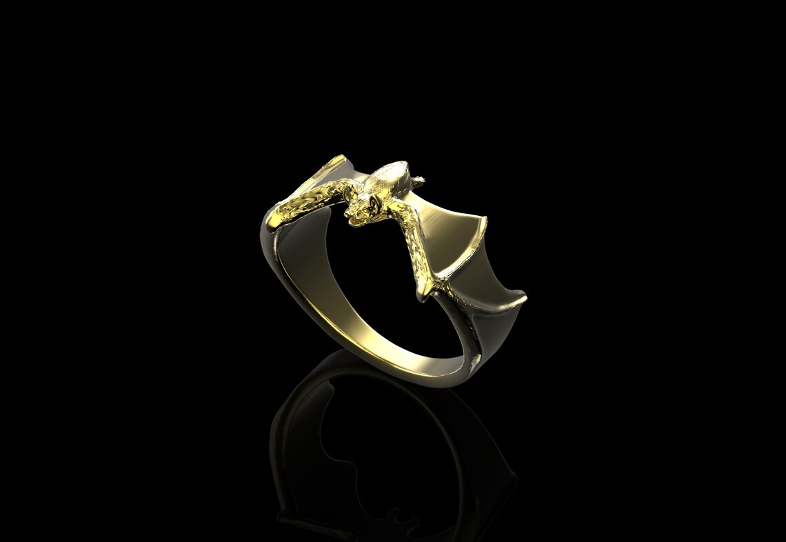 18K Gold Plated Bat Ring Gold Plated Polished Bat Ring Bat Etsy