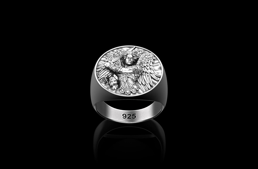 Sterling Silver Archangel St Michael Ring, Spiritual Christian Jewelry ...