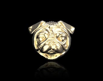 Bronze Pug Head Lapel Pin, Pug Badge, Dog Jewelry, Dog Lover Pin's Brooch, Gift For Him, Suit Accessories, Chritmas Gifts, Pet Lover Gifts
