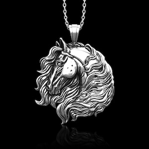Sterling Silver Horse Head Men Pendant Necklace, Horse Lover Gifts, I Love Horse, Gift For Him Her, Animal Jewelry,Gift For Him,Pendant Only
