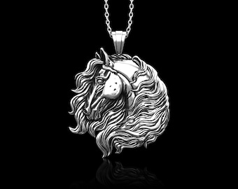 Collar con colgante de cabeza de caballo de plata de ley para hombre, regalos para amantes de los caballos, me encantan los caballos, regalo para él o ella, joyería de animales, regalo para él, solo colgante