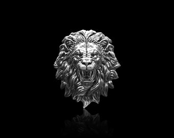 Sterling Silver Roaring Lion Lapel Pin, Brooch For Suit Lion Jewelry, Lion Lover, Lion Pin&#39;s Brooch, Gift For Him, Lion Gift, Mens Jewelry