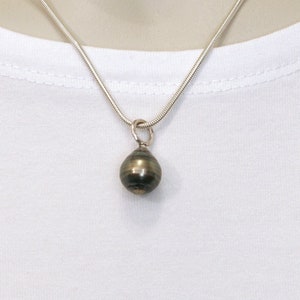 Tahitian Pearl Pendant Necklace, Teardrop Tahitian Pearl Black Pearl  FREE SHIPPING! (1380)