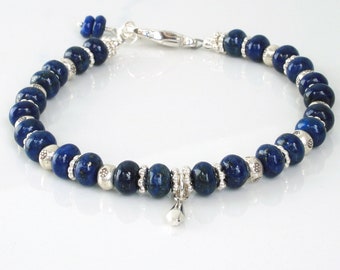 Lapis Lazuli and Silver Bracelet, Elegant Bracelet, Adjustable Bracelet  FREE SHIPPING