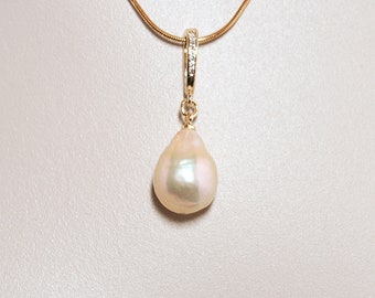 Flame Pearl Enhancer, Pearl CZ and Gold,   FREE SHIPPING! (1619)