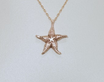 Bronze Starfish and 14k Gold Filled Pendant Necklace, Statement Necklace  FREE SHIPPING!  (1624)