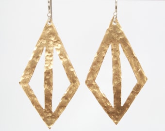 Brass Earrings, Hammered Brass, Casual Earrings, Dangle Earrings  (1631)