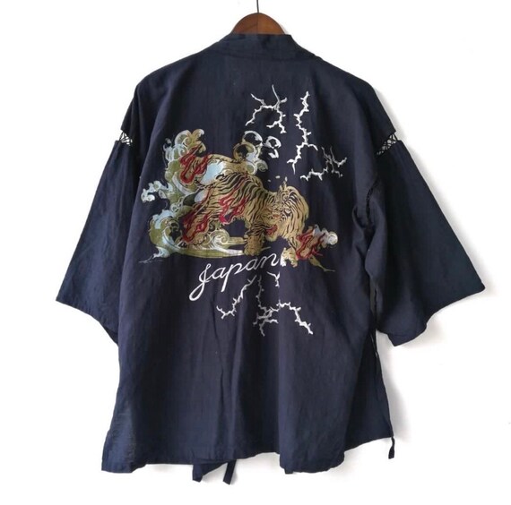 Vintage Embroidery Japanese Tiger Haori 