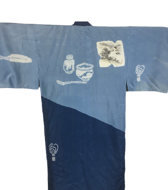 Silk Japanese Kimono , Casual Yukata , Long Cardig