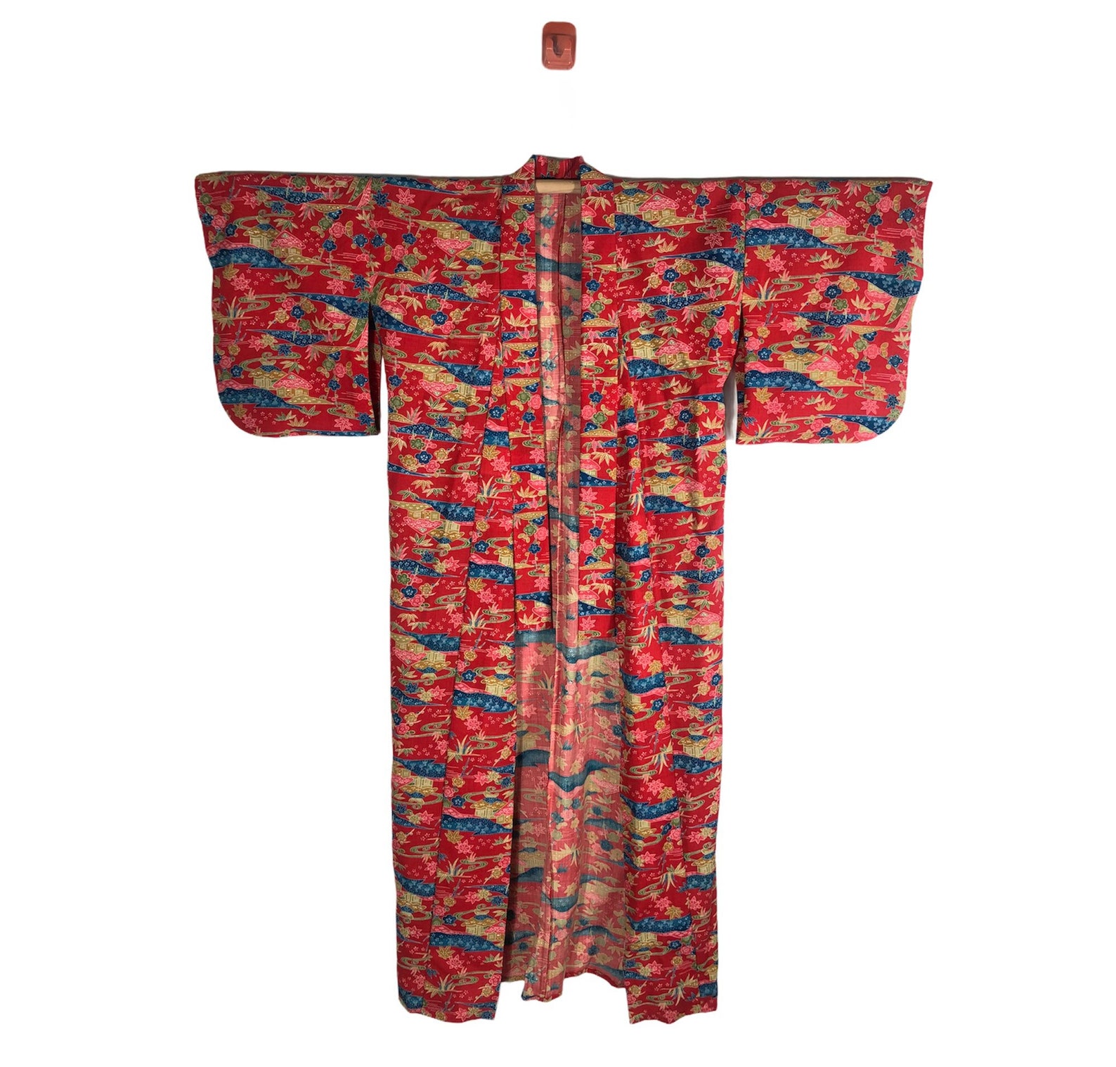 Vintage 90s Fullprint Japanese Kimono Geisha Robe Long | Etsy