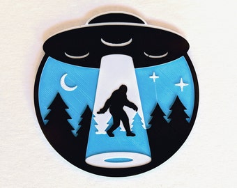 Bigfoot Abduction Coaster | Fridge Magnet