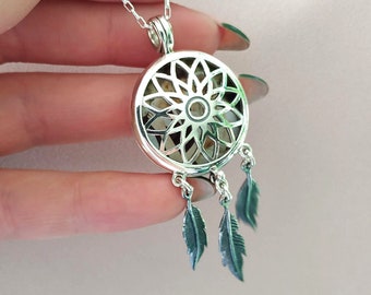 Sterling Silver Dreamcatcher Locket Necklace: Personalized Photo Pendant