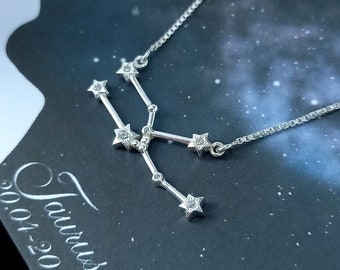 Taurus Constellation Necklace: Sterling Silver Zodiac Jewelry