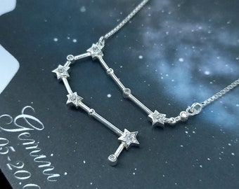 Gemini Constellation Necklace: Sterling Silver Zodiac Jewelry