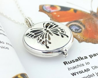 Butterfly Locket Necklace: 925 Sterling Silver, Custom Engraving