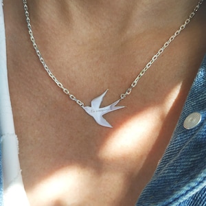 Swallow Necklace, bird necklace,CustomPersonalized,Swallow Bird Pendant,Bird charm necklace, Engraved Necklace, gift, personalized necklace