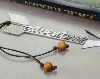 Personalized Sterling Silver Bookmark: Adventure Arrow, Engraved Gift