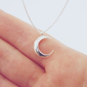 Tiny Half Moon Necklace Sterling Silver, Silver Crescent Charm, Dainty Moon Necklace, Layering Necklace, Moon Jewelry, 925 Sterling Silver,