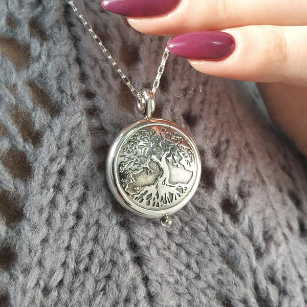 Tree Of Life LOCKET Necklace, FREE CUSTOM Engraving, Personalised Locket Pendant, Medallion photo, memorial necklace, 925 sterling silver