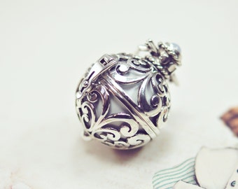 Boule d’harmonie en argent sterling, Angel Caller, Collier Bola, Cadeau de baby shower, Pendentif de grossesse, Boule de carillon pour bébé, Cadeau de fête des mères, pour maman