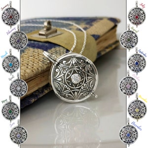 Sterling Silver Birthstone Locket Necklace: Personalized Photo Pendant