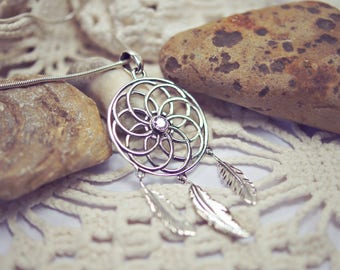 Pendentif DreamCatcher en argent sterling, Zirconia cubique, collier Dreamcatcher, collier Boho, pendentif ethnique, cadeau pour elle, 925 bijoux en argent