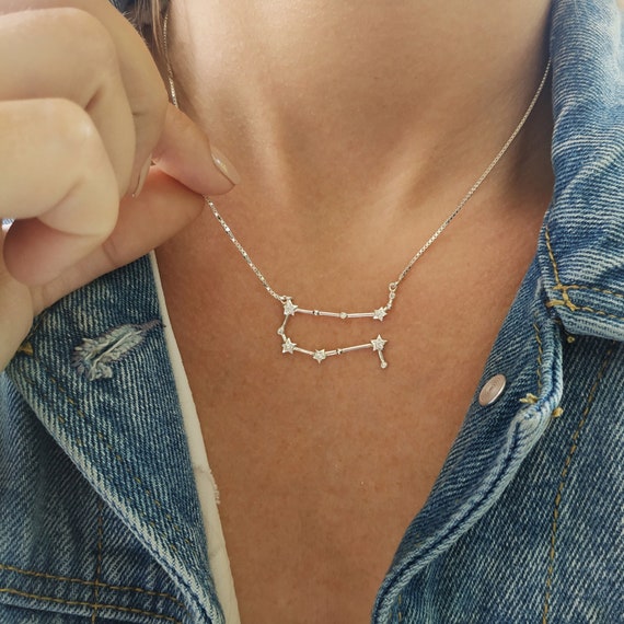 Collana B.Catcher Con Ciondolo Gemelli – Argento 925 E Zirconi Cubici, Catena Veneziana 45 Cm, Regalo Zodiacale