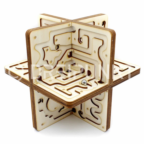 Wooden 3D ball maze kit