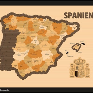 Wooden Map 'Spanien'