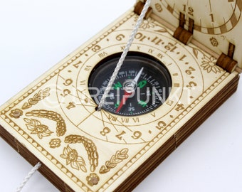 Wooden kit pocket sundial