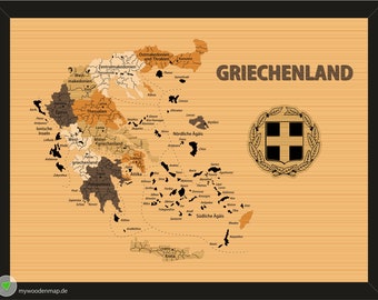 Wooden Map 'Greece'