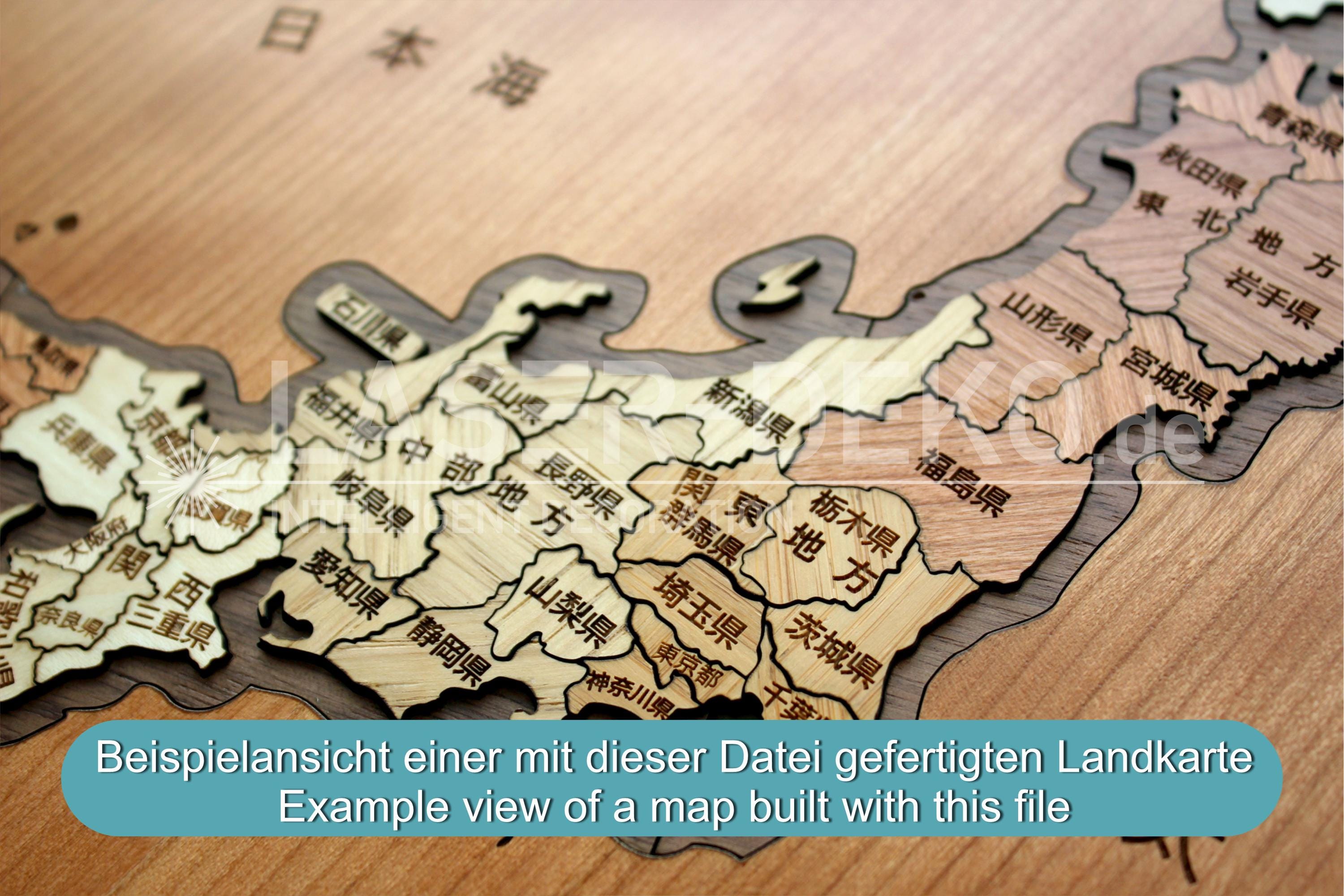 Japan Map: Digital Download for Laser, Cutter, Plotter - Detailed ...