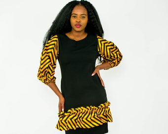 Ankara ruff yellow dress