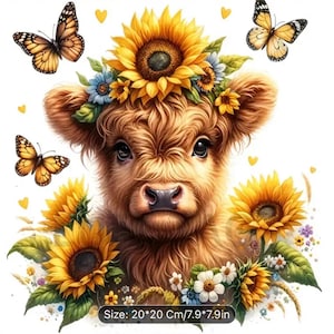 Calf and Sunflowers Diamond Art Kit: DIY Farmhouse Wall Decor