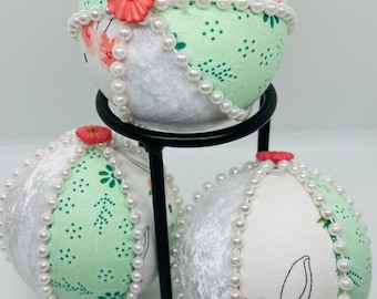 Fabric balls, wreath embellishments, wreath attachment, ornaments, bunny decor, Easter