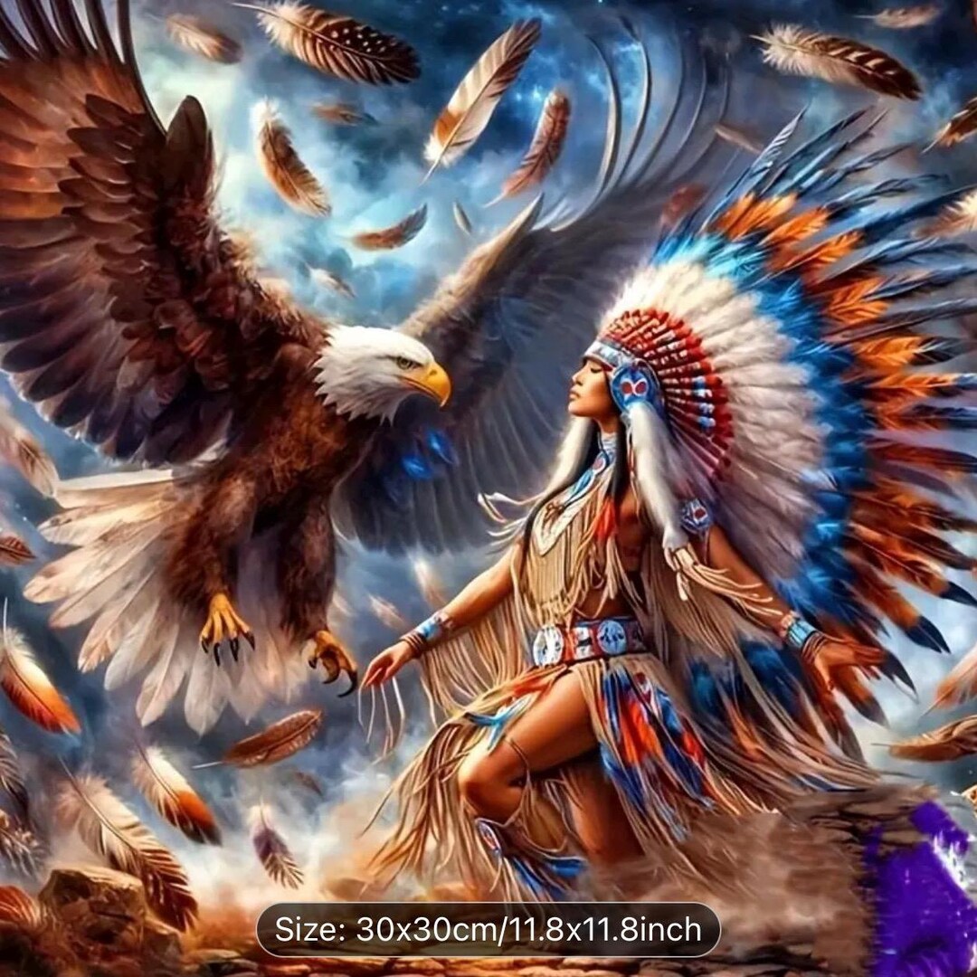 Native American Woman and Eagle 5D DIY Diamond Art Kit, for Beginners ...
