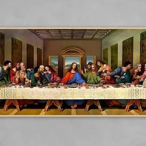 Extra Large Last Supper Diamond Painting Kit: DIY Canvas Craft, 16”x32”